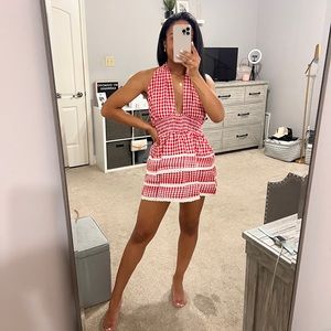 Red And White Adjustable Mini Dress